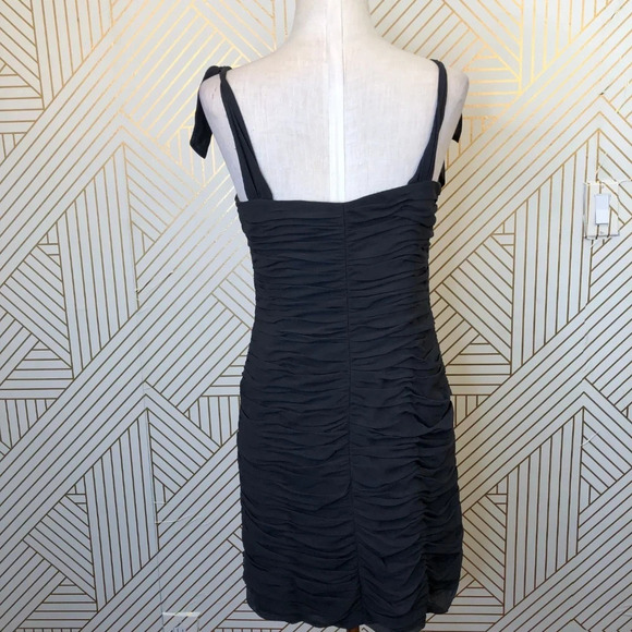 Rebecca Taylor Zip Front Dress Ruched Onyx Black - Picture 6 of 8